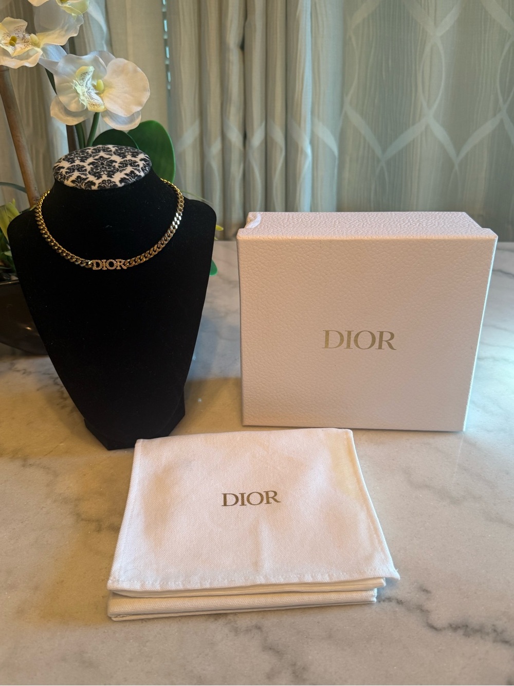 Dior Gold-Tone 'DIOR' Chain Necklace